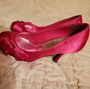 Hot Pink Satin Heels